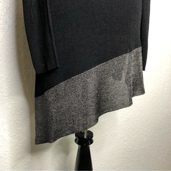 Eileen Fisher black metallic asymmetrical hem knit tunic top size Small - Picture 12 of 13